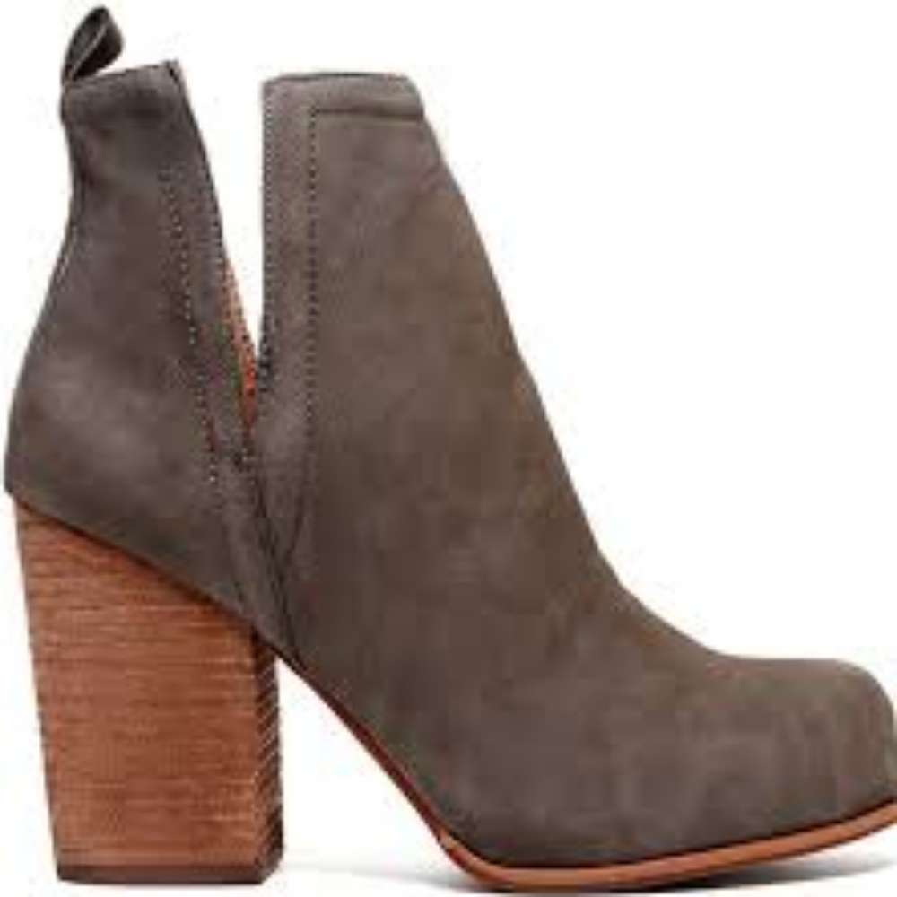 Jeffrey campbell oshea leather split block heel ankle booties brown 6.5